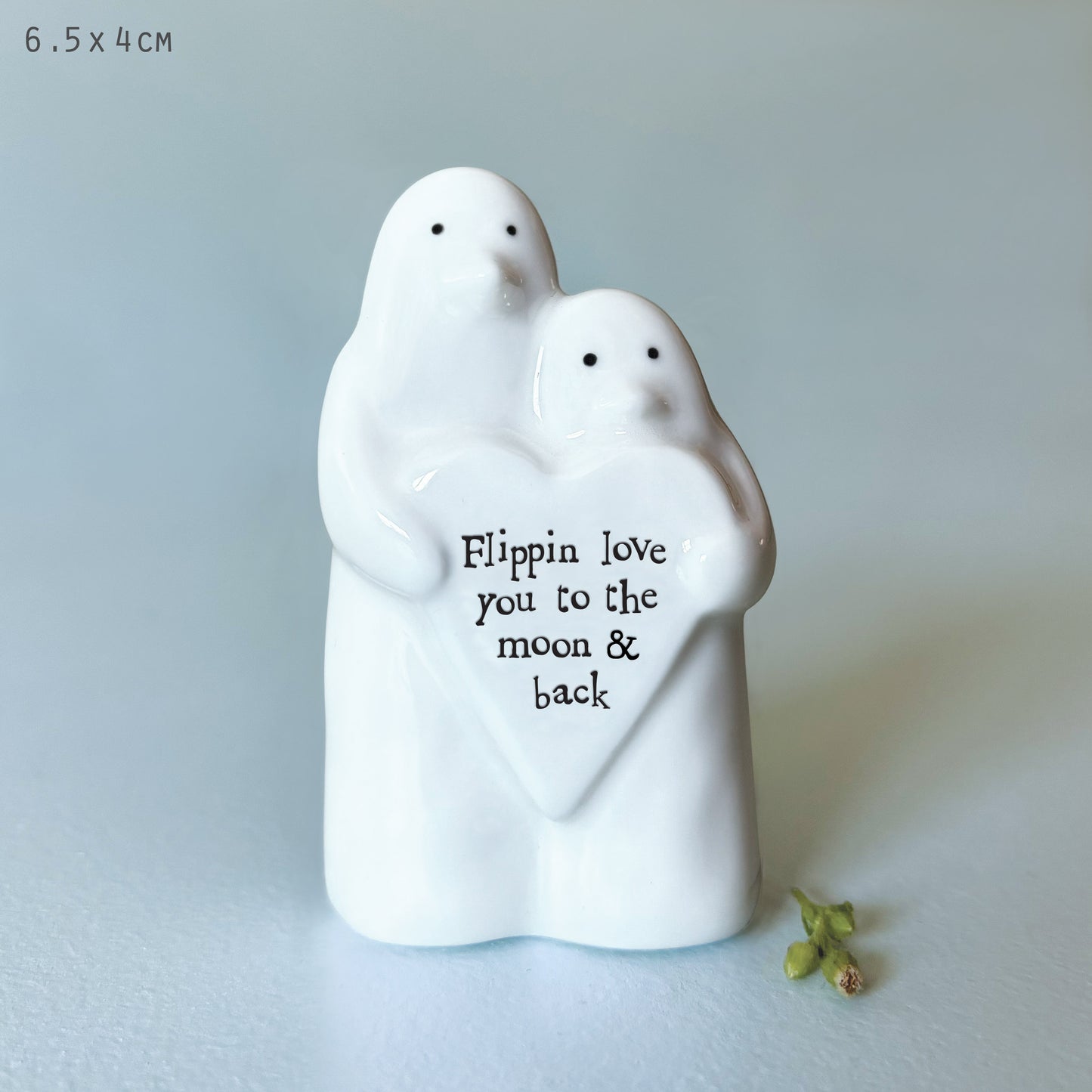 Porcelain Penguin Couple- Large Matchbox Gift - Flippin love you to the moon & back