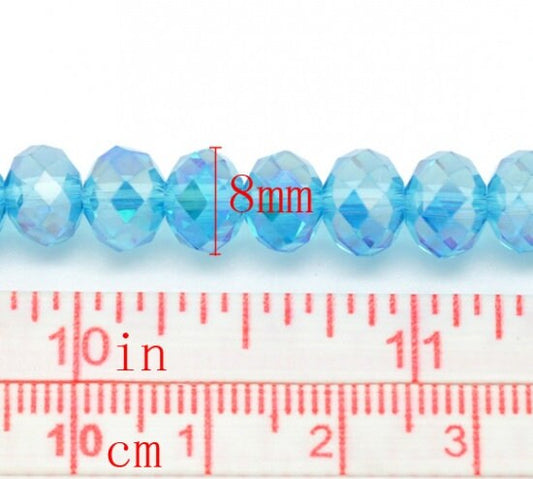 AB Color Transparent Faceted Crystal Glass Beads Various Colours 8mm