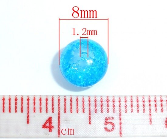 8mm Mixed Crackle Glass Round Beads 100pcs