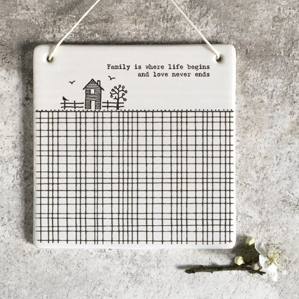 Family is where life begins - hanging sign