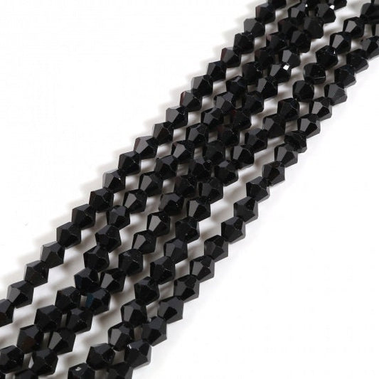 Black faceted bicone beads 4mm