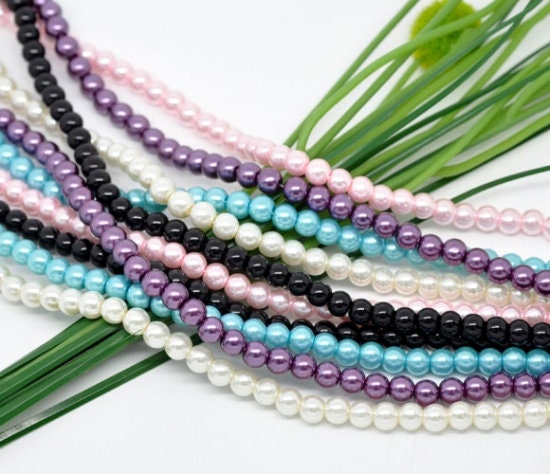 6mm imitation glass pearls various colours