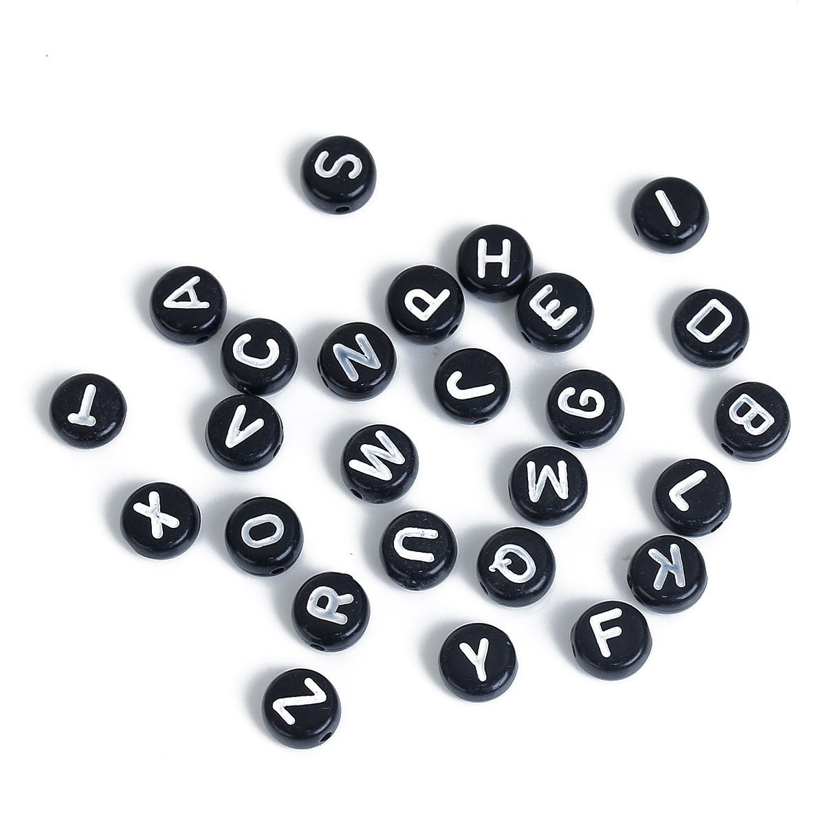 100Pcs  Black & White Letter beads