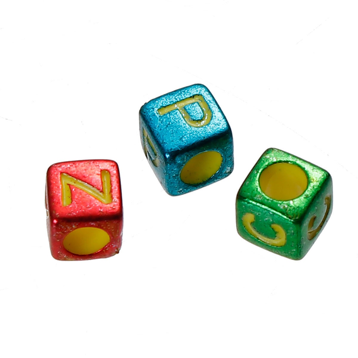 100Pcs  Colourful square letter beads