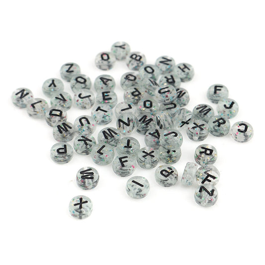 100Pcs Glitter Letter beads