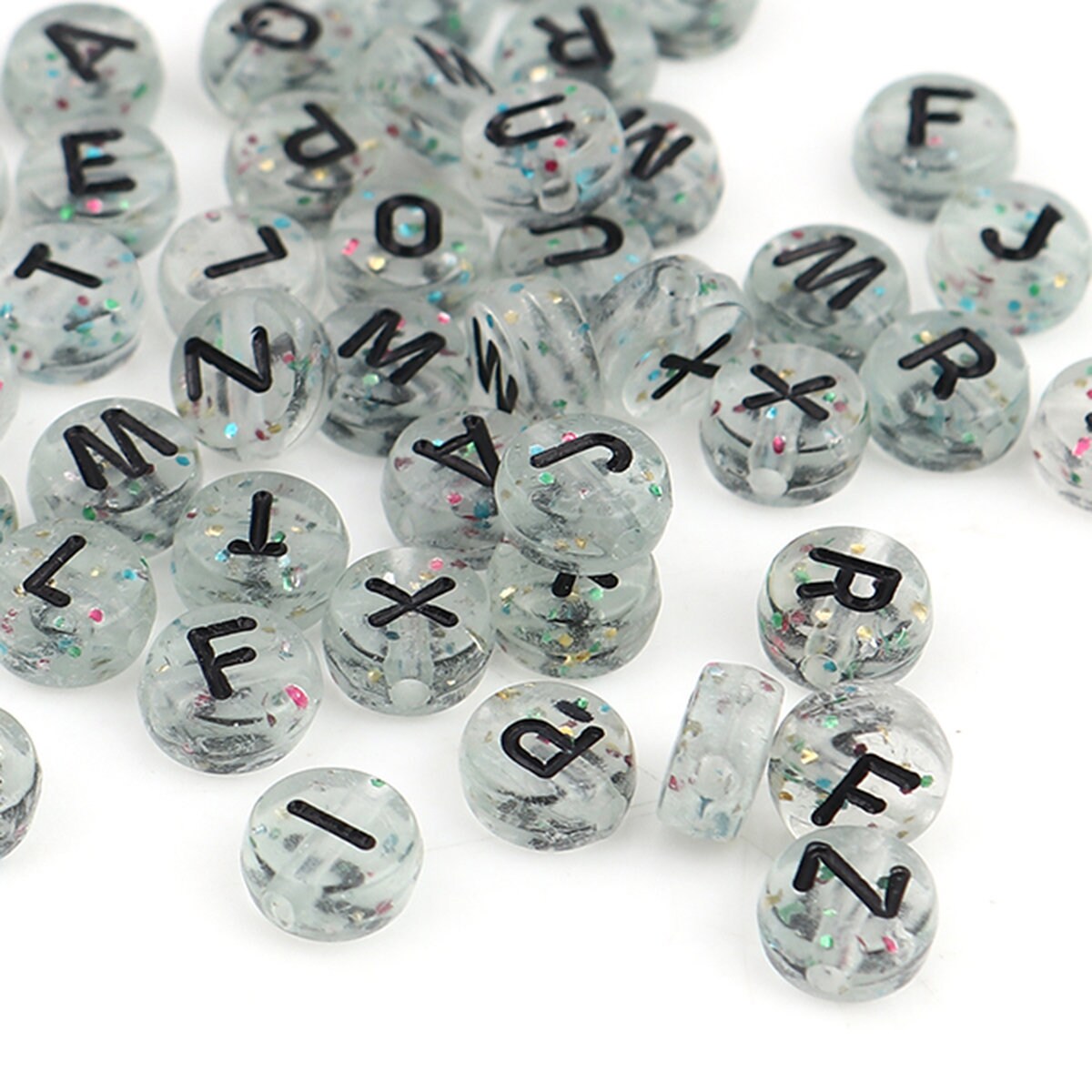 100Pcs Glitter Letter beads