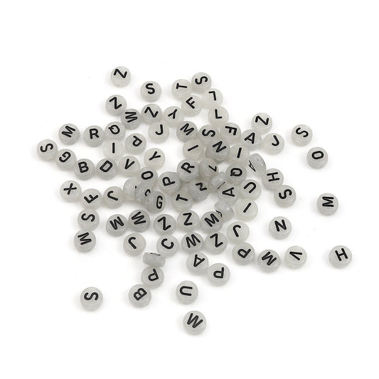 100Pcs  Frosted Letter beads