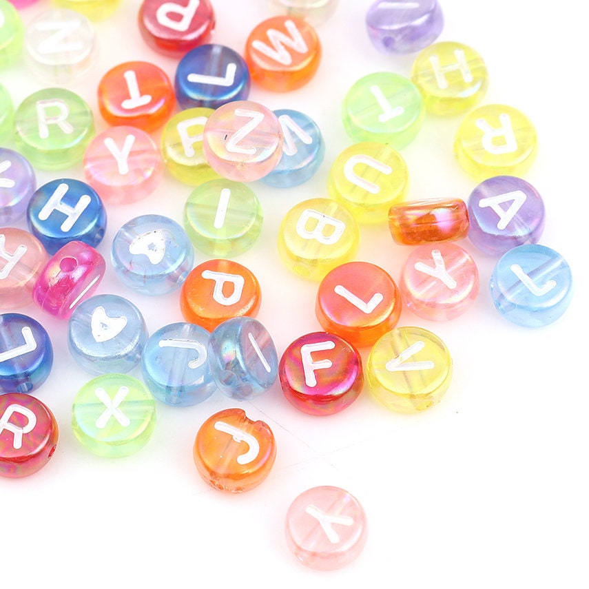 100Pcs  colourful pearlised/AB Letter beads