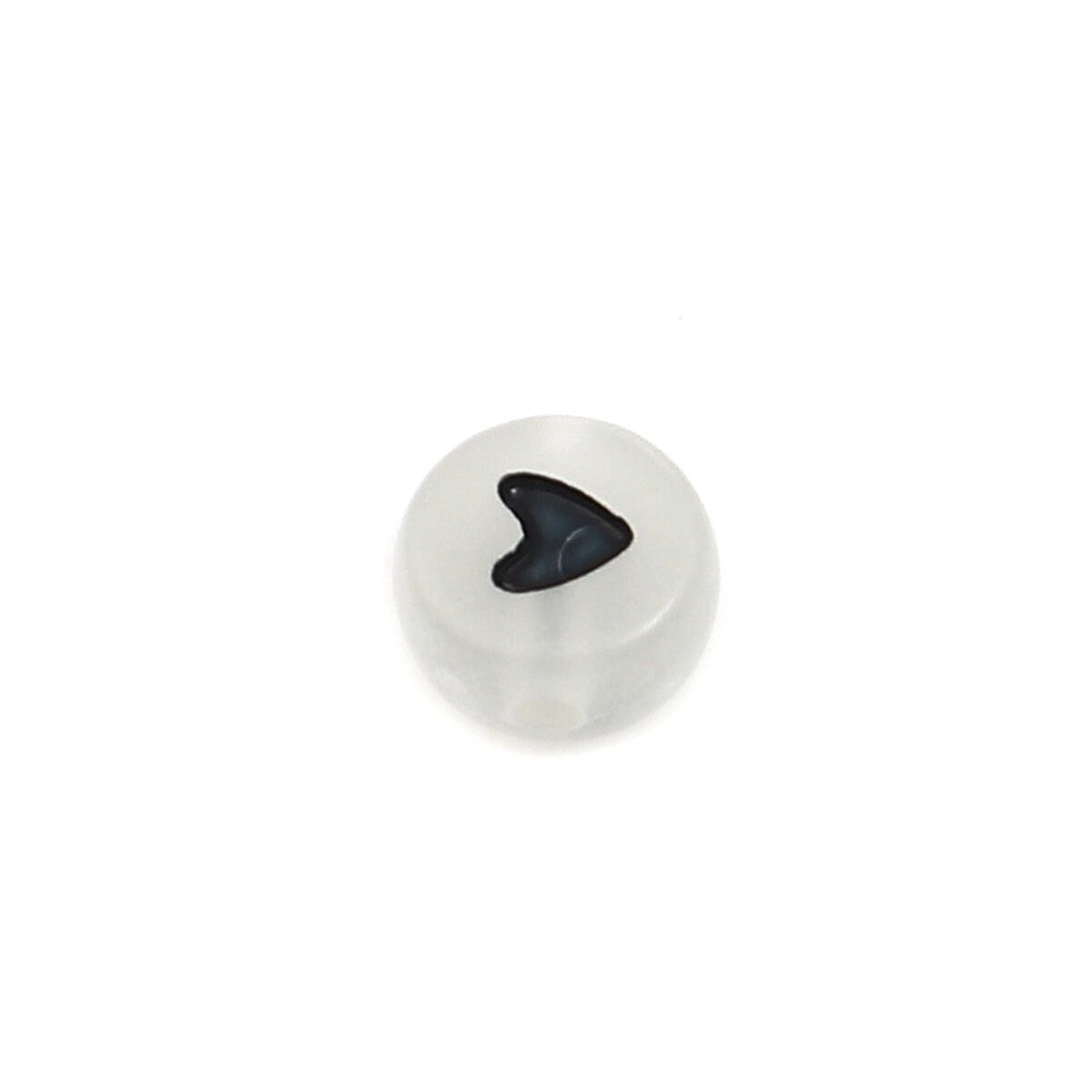 100Pcs  Frosted black round heart beads