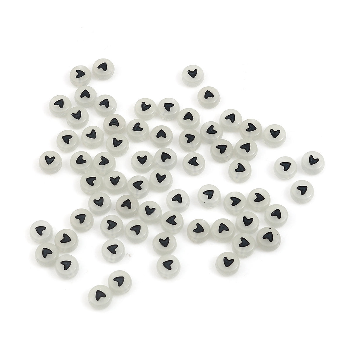 100Pcs  Frosted black round heart beads