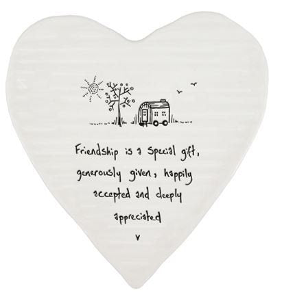 East of India Heart Coaster Heart, Friendship is a special gift