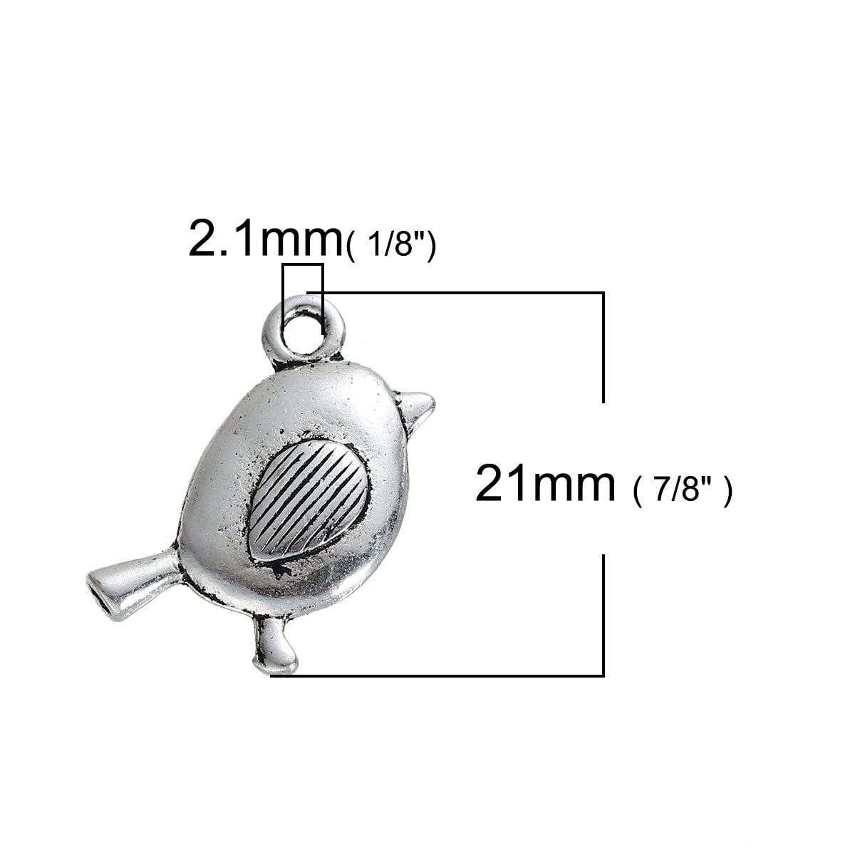 10 x 3D Charms Bird Robin Antique Silver 21mm x 19mm