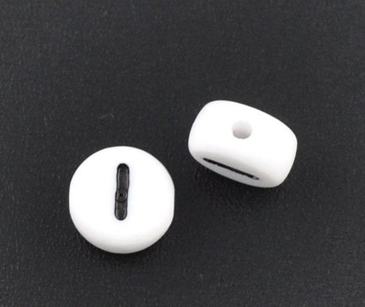 50x7mm Individual Number Beads White/black Acrylic Flat Round Individual Number 0-9