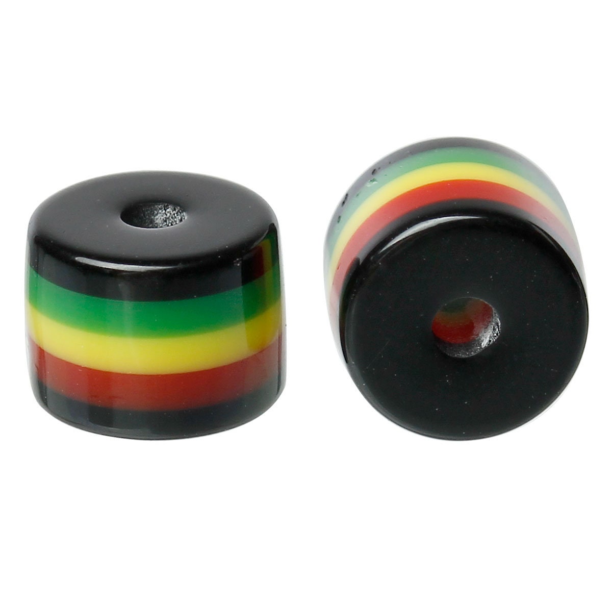 50 x Cylinder Shaped Resin beads Rasta Beads 8mm x8mm