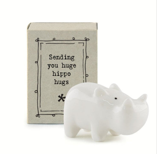 Sending you huge hippo hugs matchbox gift - East of India