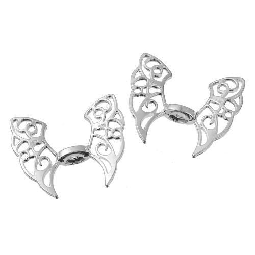 3 x Butterfly Wings Silver Plated Spacer Beads 43mm x 36mm