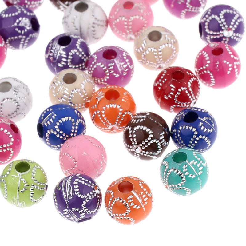 100 Acrylic Beads Mixed Flower