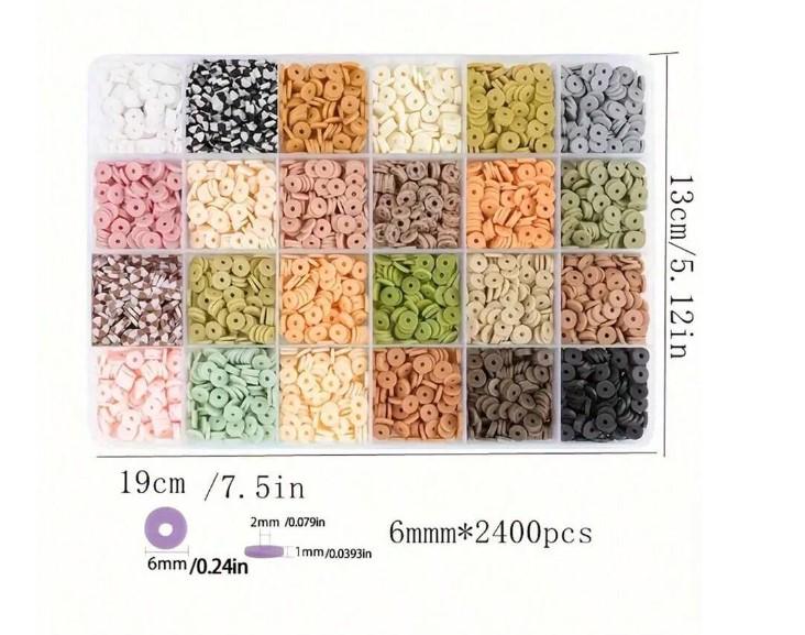 24 Grid Polymer Clay Flat Loose Beads For DIY Bracelet Necklace Jewellery Making Accessories kit 2 sizes and styles