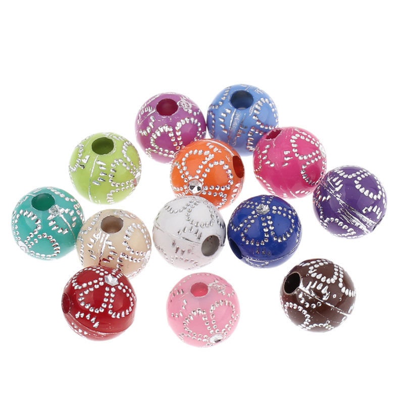 100 Acrylic Beads Mixed Flower