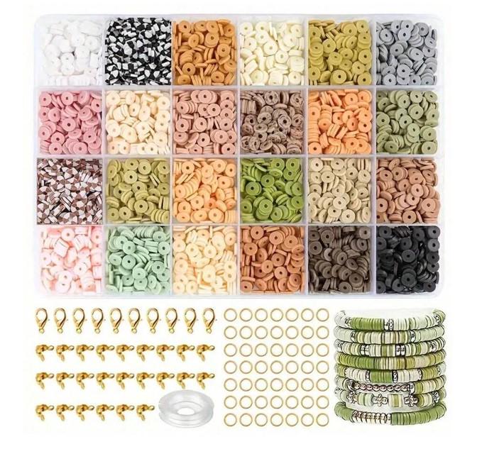 24 Grid Polymer Clay Flat Loose Beads For DIY Bracelet Necklace Jewellery Making Accessories kit 2 sizes and styles